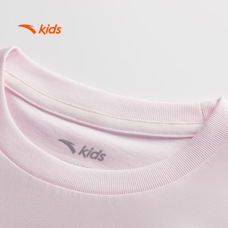 ANTA Kids' Summer Pure Cotton Short Sleeve Skirt Sports Set