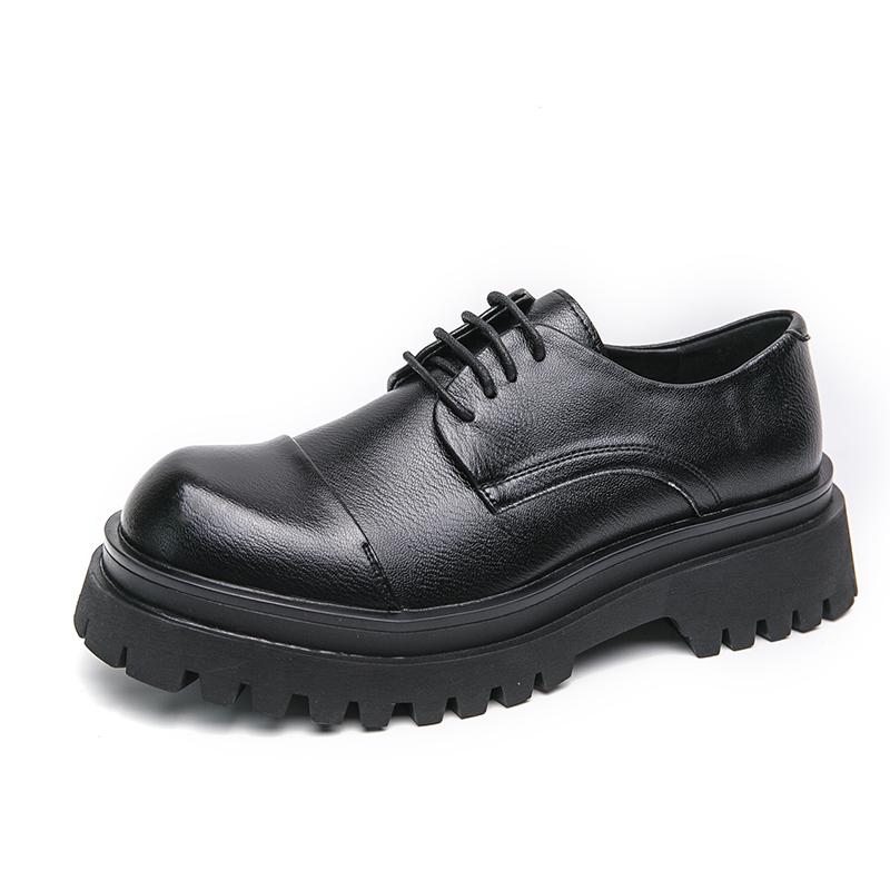 Men's Formal Thick Soled Leather Shoes Retro Classic Minimalist Style Leisure Outdoor Party New Office Youth Shoes 38-45