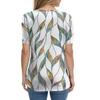 Women's Fashion Casual Flower Print V-neck Short Sleeve Button Up T-shirt Top