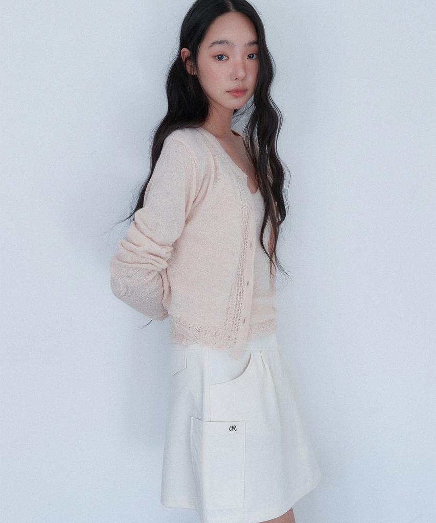 Auro Shirring Cargo Mini Skirt [ Cream ]