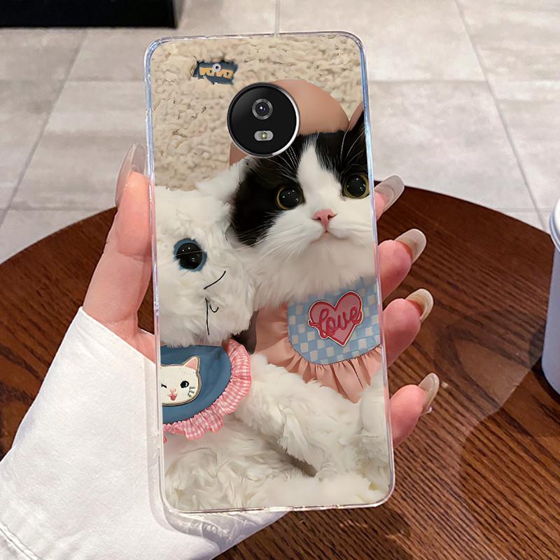 Case For Motorola Moto G5/Moto G5 Plus/Moto X 2017/Moto G5S/Moto G5S Plus Clear Silicone Soft TPU Cover Cute Cat Protective Case
