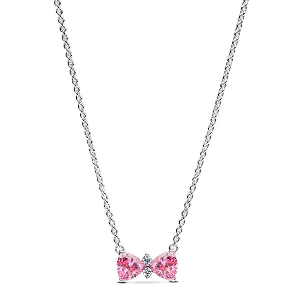 Colorful Original Red Necklace Copper Heart Bow Tie Pendant Fashion Necklace Charm Classic Diy Gift