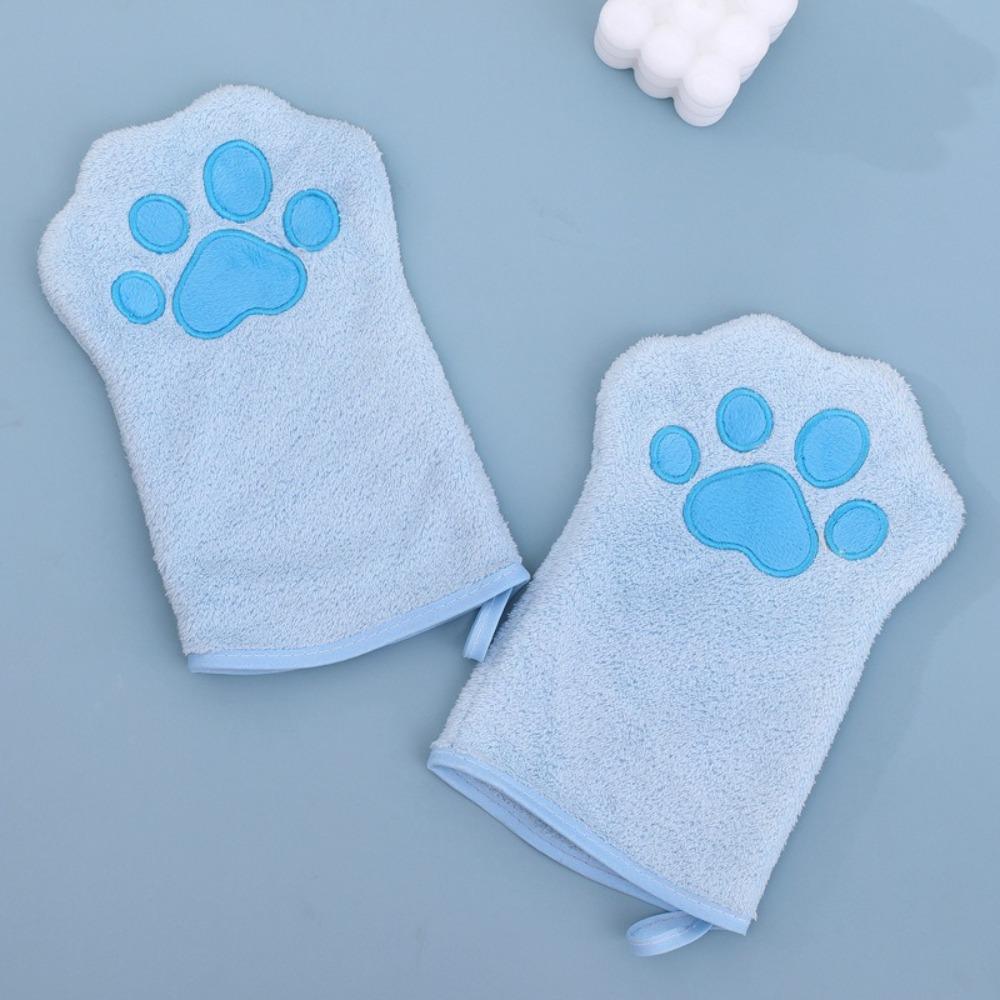 1 Pair Absorbent Pet Bath Gloves Quick Drying Dog Bath Supplies Dogs Paw Towel  for Cats and Dogs