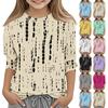 Print Tops For Youth Girls 5-16 Years Round Neck 3/4 Sleeves T-Shirts Trendy Tops Outfit Tees