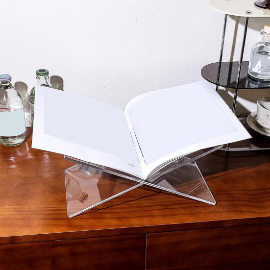 2 шт./комплект акриловая подставка для книг держатель X-образный дизайн прозрачный стиль утолщенная полка для чтения книжная витрина для книг