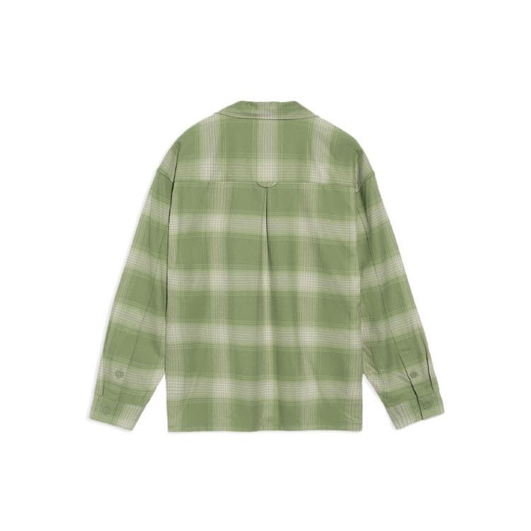 Li-Ning Badfive Series Спортивная Баскетбольная Свободная клетчатая повседневная рубашка с длинными рукавами Мужские топы Зеленый ASHR195-2