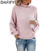 Women's Fashion Casual Fall Winter Solid Color Print Long Sleeve Half Turtleneck Sweaters