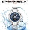 Naviforce Мужские часы с двойным временем Кварцевый механизм Цифровой ЖК-дисплей Хронограф Светящиеся стрелки Ремешок из нержавеющей стали Водонепроницаемые мужские часы NF9278