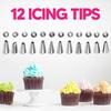 Stainless Steel Piping Tips Set with Bags Cake Decorating Kit for Buttercream Flowers Professional Baking Tools