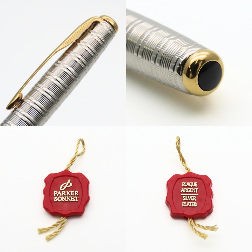 Used PARKER Ballpoint pen SONNET FRANCE P.III metal Silver gold Rotary type