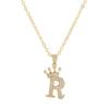Unisex Fashion Crown A-Z Alphabet Pendant Vintage Chain Necklaces Hip-Hop Style Crystal Zircon Punk MIT