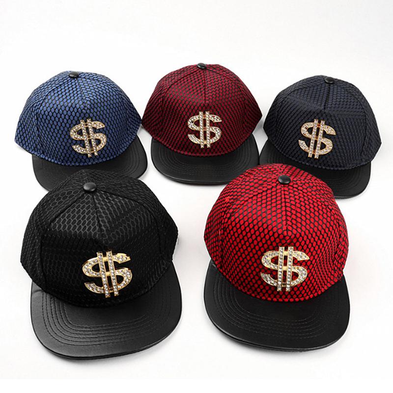 Крутая бейсболка в стиле хиппи с плоскими полями, кепка дальнобойщика в стиле панк с золотым знаком доллара, кепка Snapback для повседневного отдыха и спорта на открытом воздухе