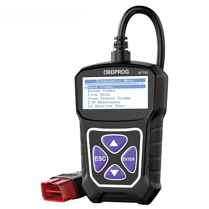 Сканер MT100 OBD2, считыватель кодов двигателя, стирание кодов неисправностей, многоязычный русский автомобильный диагностический инструмент