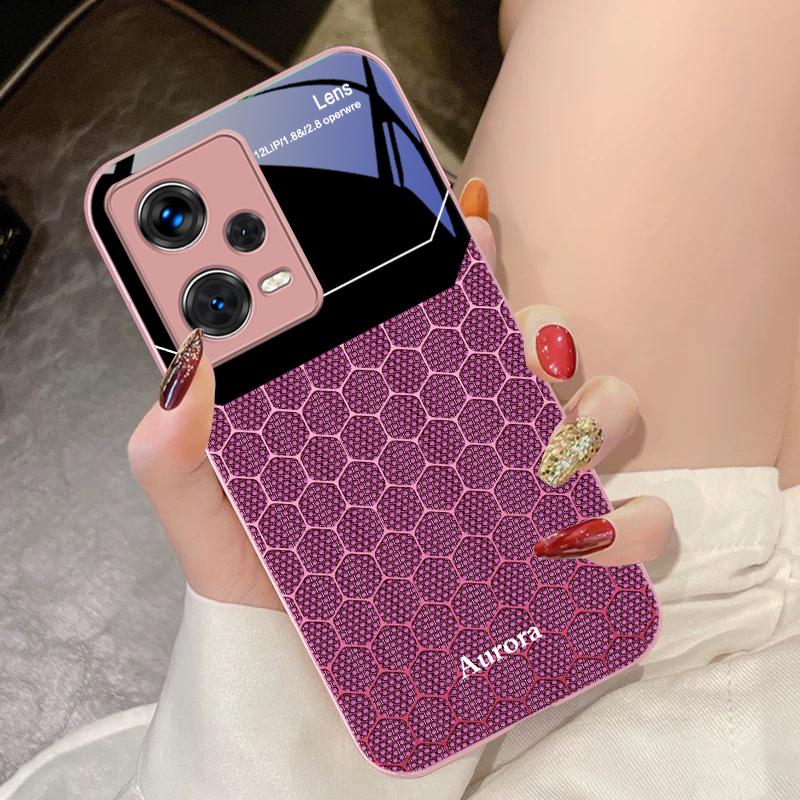 Шестиугольная сетка из яблок для Xiaomi 14 Ultra 13 Lite Redmi Note 13 11 Pro 12 Plus Poco X6 3 Pro F4 6 GT Закаленный чехол для телефона