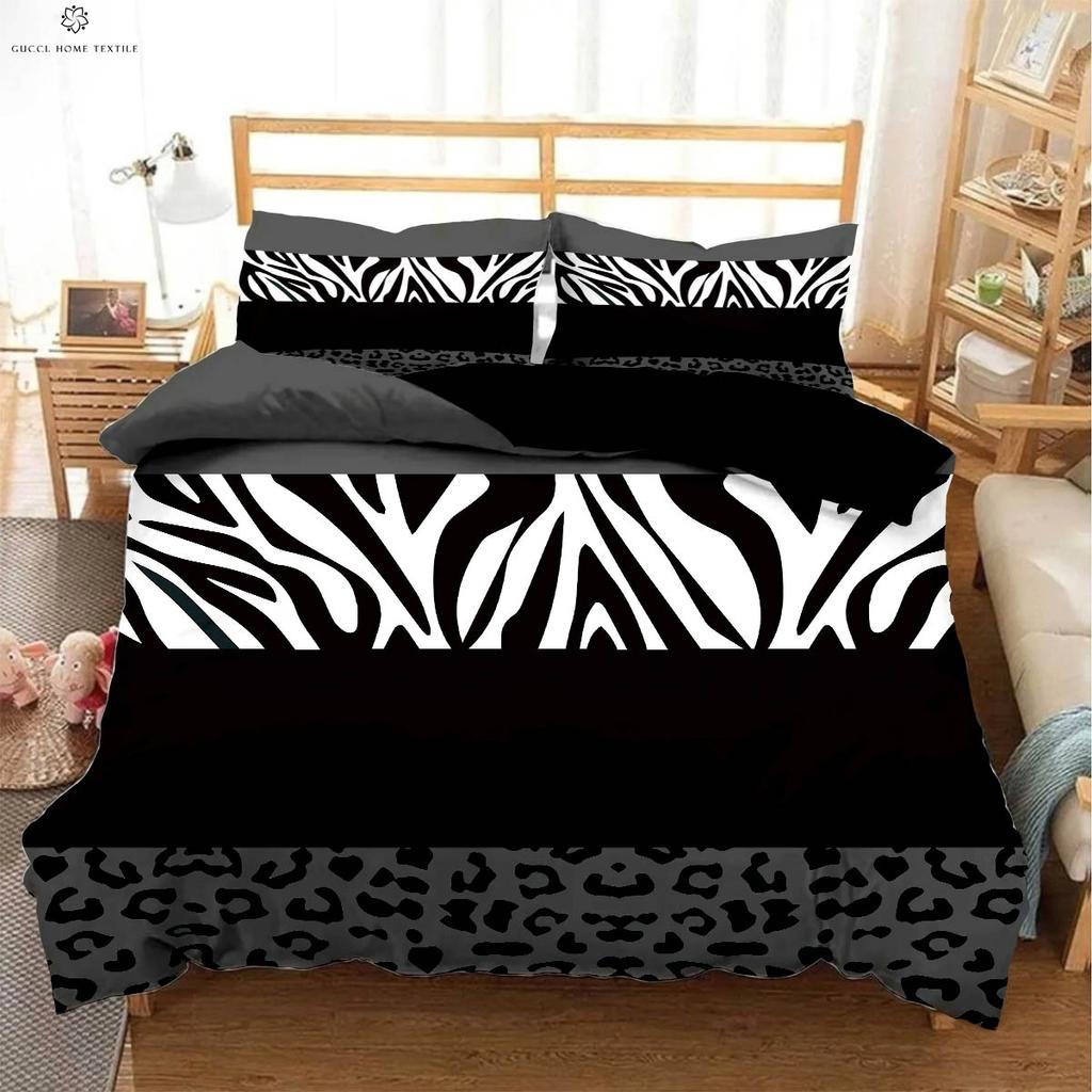 Black And White Zebra Pattern Animal Texture 3d Printed Quilt Cover Bedding Set Duvet Cover Pillowcase 3 Pieces