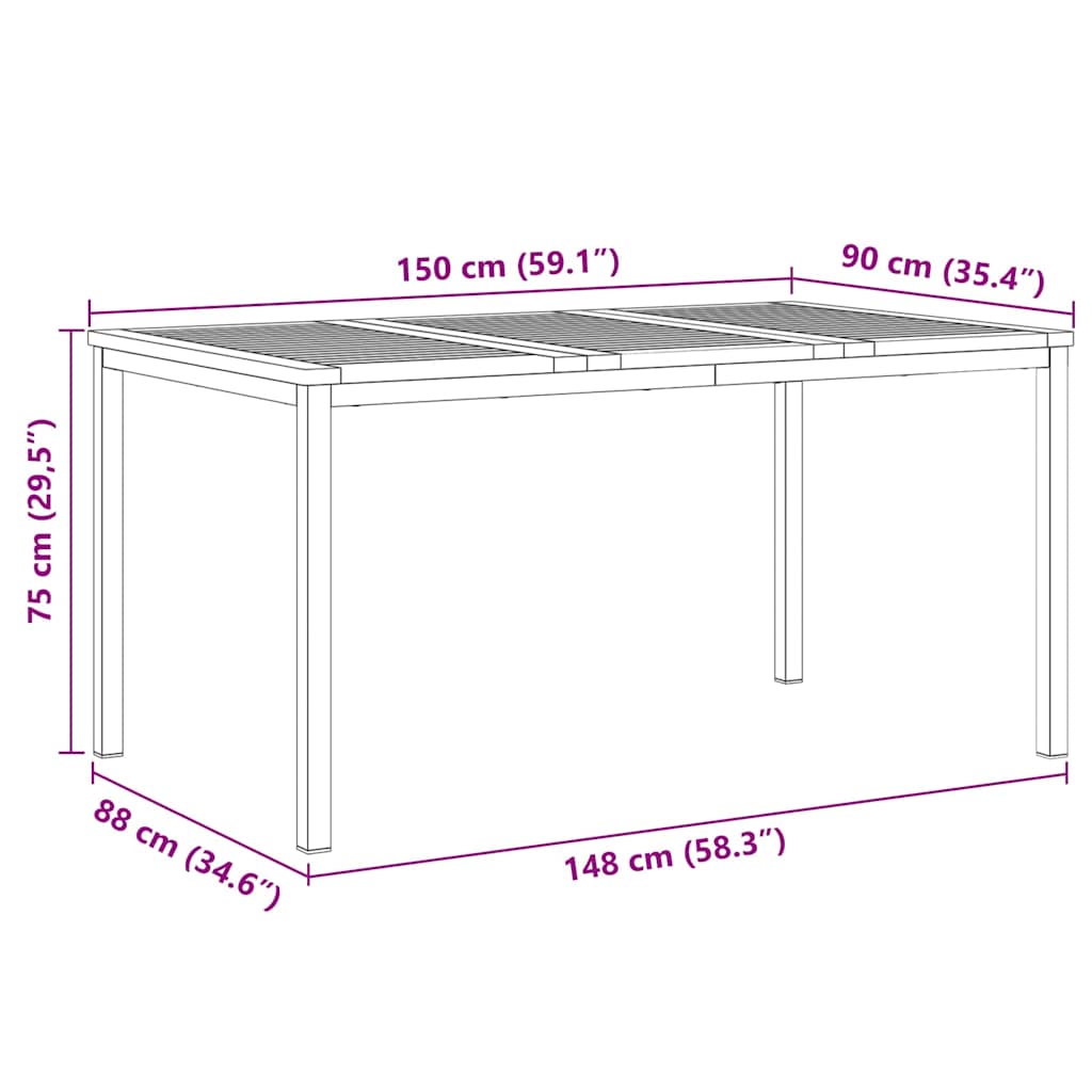 Outdoor Dining Set 5 pcs Solid Acacia Wood and Stainless Steel