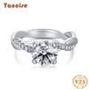 Tancise Women Classic 925 Sterling Silver Zircon Ring Ladies Jewelry Wedding Promise Party Gift