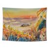 Настенный гобелен Подсолнух Лаванда Картина маслом Пейзаж Украшение комнаты Фоновая ткань