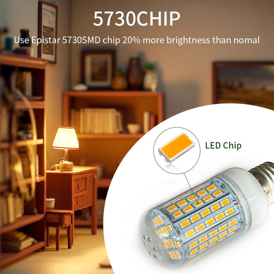 E27 LED Light Bulb E14 Corn Bulb Lamp Ceiling Chandeliers Lampada LED Lights 72 96 LEDs No Flicker AC220V 240V 5730 SMD Bombilla