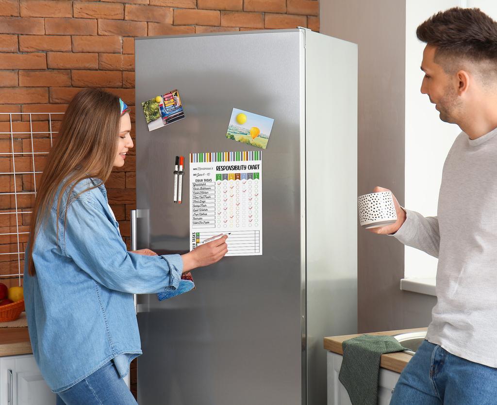 Inkdotpot Магнитная доска с графиком обязанностей. График домашних дел для холодильника. График поведения для детей с сухим стиранием.