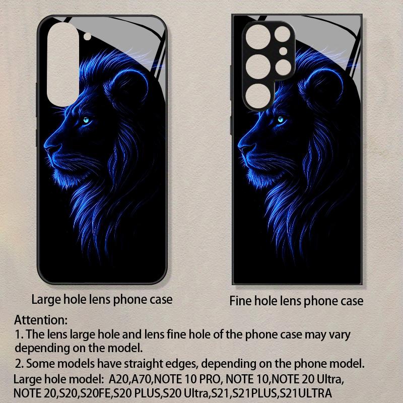 Чехол для телефона 2D 'Синий свет, узор льва' для Samsung S26 S25 S24 S23 S22 S21 S20 A56 A36 A16 - Стеклянная защитная крышка
