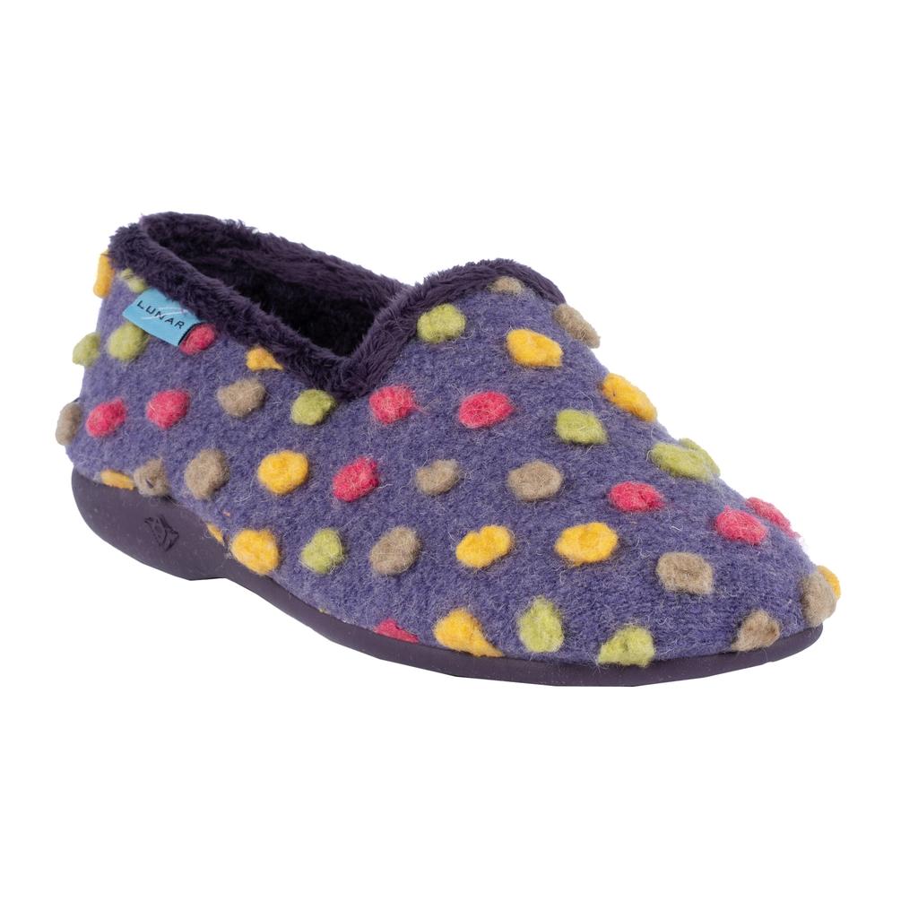 Lunar Womens/Ladies Helix Polka Dot Slippers