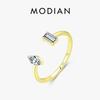 MODIAN, стерлинговое серебро 925 пробы, ромб и Eectangle, открытый размер 6-9, регулируемое кольцо на палец золотого цвета, простые ювелирные изделия для женщин, подарки