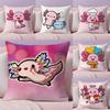 Cartoon Cute Axolotl Cushion Cover Plush Fabric Soft DoubleSided Printed Sofa Warm Winter Home Gift Pillow Cover