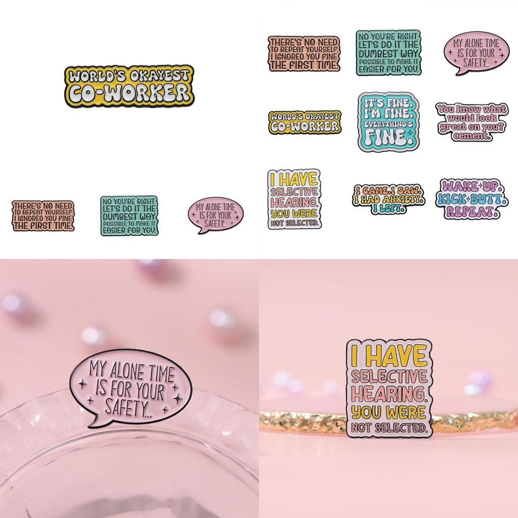 Colorful Creative Inspirational Letter Brooch Geometric Design For Fashion Accessories