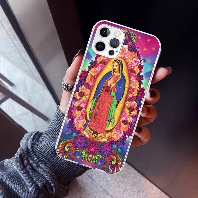 Virgin De Guadalupe Virgen Mary Phone Case For iPhone 17 Air 11 13 Mini 14 15 Plus 16 12 Pro Max 16E SE 7 8 Pattern Soft TPU Bac