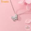 Real 925 Sterling Silver Fashion Sweet Insect Butterfly CZ Pendant Necklace For Women Wedding Fine Jewelry DA2006