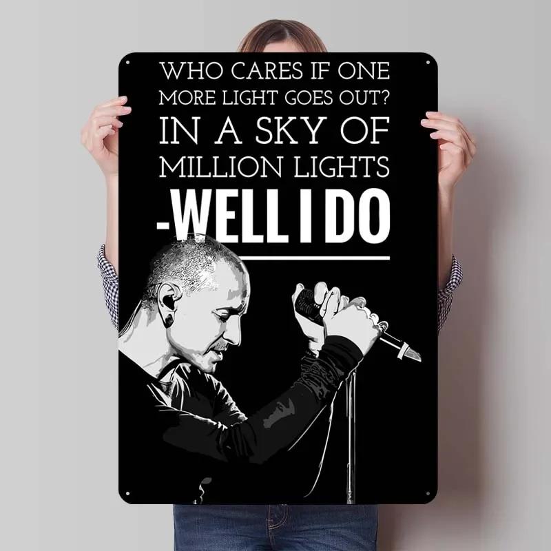 Metal Rock Chester Bennington Signs Music Posters Gaming Room Decoration Man Vintage Tinplate Sign For Wall Art Decoration Retro