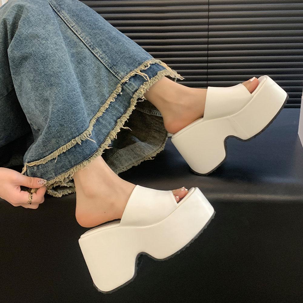 Punk Chunky Platform Mule Sandals For Women Brand New Summer Thick Heel Comfy Women Shoes Casual Slipper Big Size 42