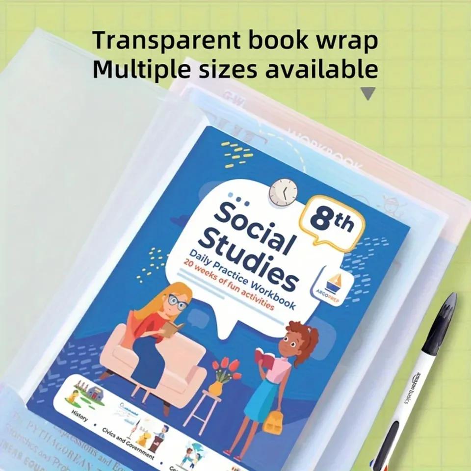 10шт A4/16K/22K прозрачный пластиковый чехол для книги самоклеящийся застежка водонепроницаемый и износостойкий защитный чехол для книг из ПВХ