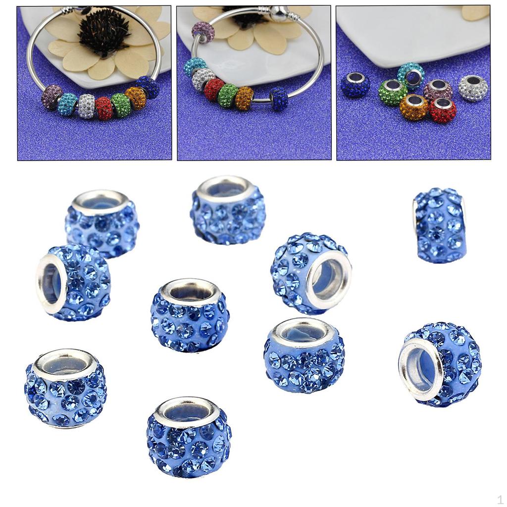 Сплавные Европейские Стразы Бусины 8x10 мм Большое Отверстие Распорки Свободные Для DIY Изготовления Украшений