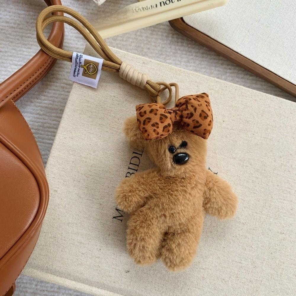 Cute Soft Bear Bag Charm Brown Cartoon Doll Keychain Handmade Craft Bag Hanging Cartoon Keychain Key Holder