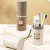 WORTHBUY Cute Little Bear Plastic Mouthwash Cup Travel Portable Heat-Resistant Toothbrush Cup Case Bathroom Toothbrush Holder