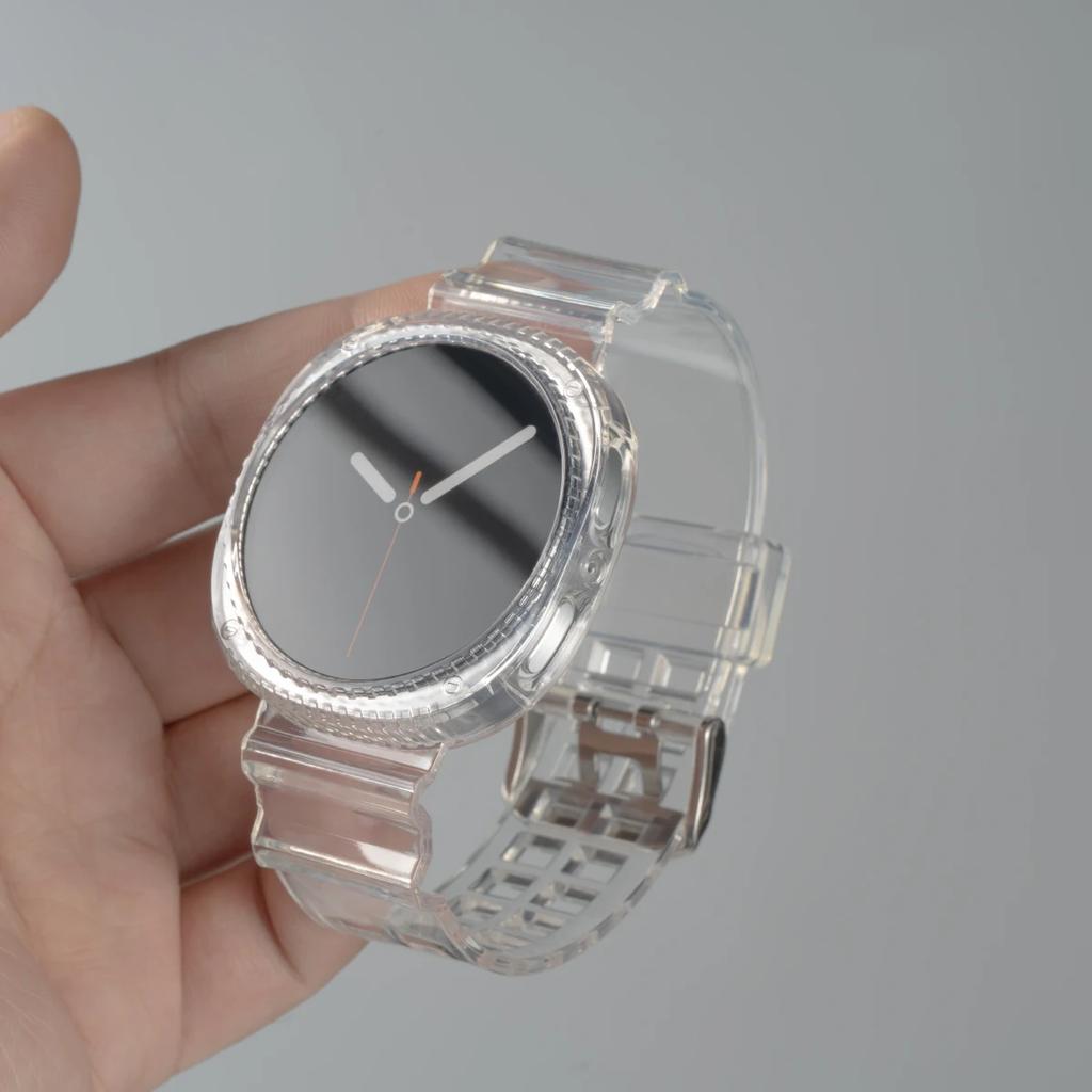 Прозрачный чехол+ремешок для Samsung Galaxy Watch 8 40 44мм ремешок Pulseira силиконовый браслет Correa для Galaxy Watch 8 Classic 46мм