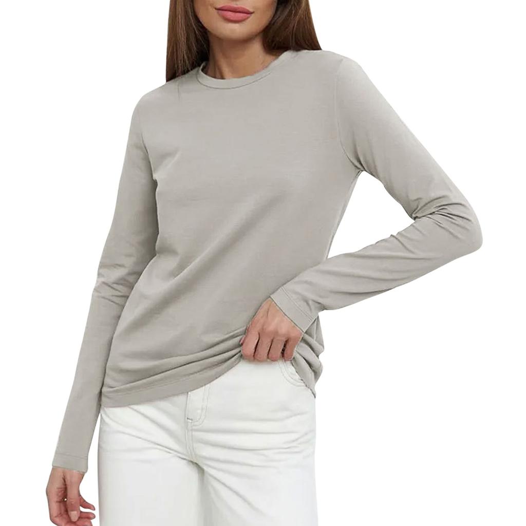 Женские футболки с длинными рукавами, весенняя новинка, женская мода, для отдыха, универсальный свитер для поездок на работу, футболка с круглым вырезом