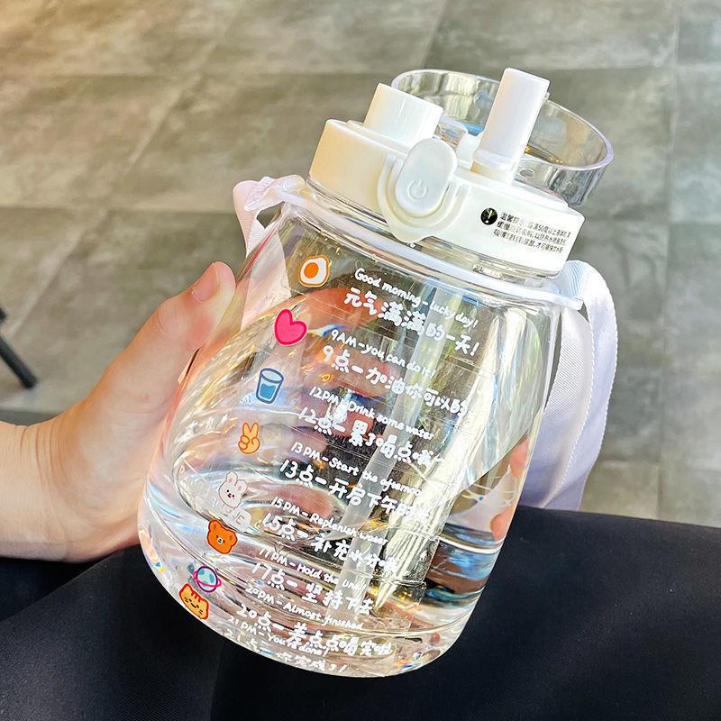 Пластиковый стакан для воды Big Belly с большой емкостью и трубочкой