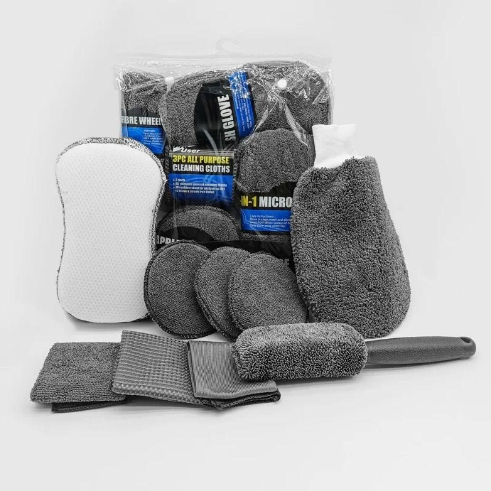 9 шт. Полотенца Наборы для чистки и мойки автомобиля Микрофибра Мойка Восковые подушечки Новая Губка Щетка для шин Автоуход