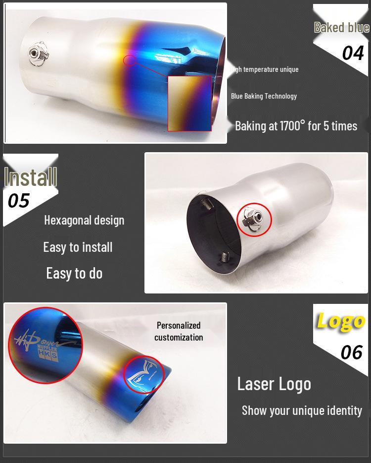 Stainless Steel Tailpipe for Toyota Prado, 10CRV, Haval H6, Reiz, ASX