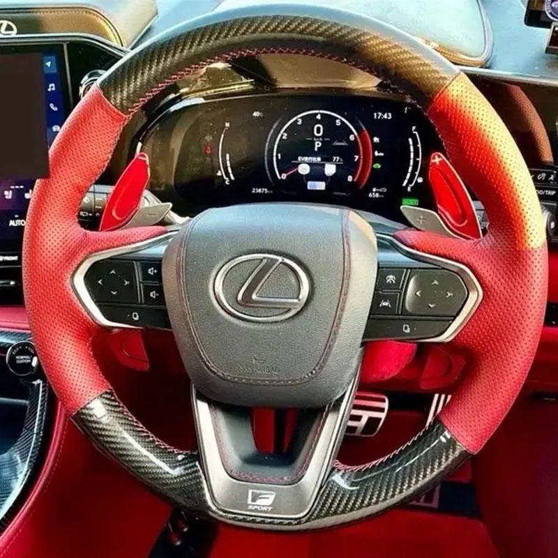 Для Lexus NX 250 NX260 NX350 NX350h NX450h+ 2022-2024 ручная прошивка Красный Черный натуральная кожа нескользящая Накладка на руль автомобиля WU5
