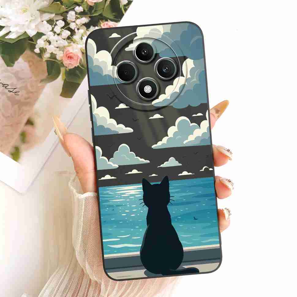 Чехол для OPPO Reno 12F 5G Прозрачный Милый Кот OPPO Reno12 F Reno12F Reno 12 F 5G CPH2637 Ударопрочный Мягкий Чехол для Телефона Полная Защита