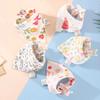 5PCS/SET Triangle Design Cotton Bibs Cartoon Print Feeding Bibs Cute Saliva Towel Toddler Use