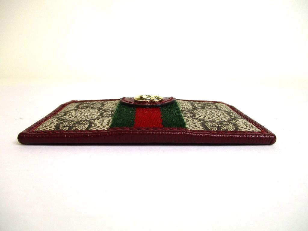 Authentic GUCCI Ophidia Bordeaux Leather Business Card Case #b153 Open box
