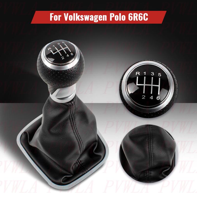 Для VW Polo 6R 6C Седан Хэтчбек 2011 2012 2013 2014 2015 2016 2017 6-ступенчатая ручка рычага переключения передач + Черная линия Чехол из ПУ-кожи