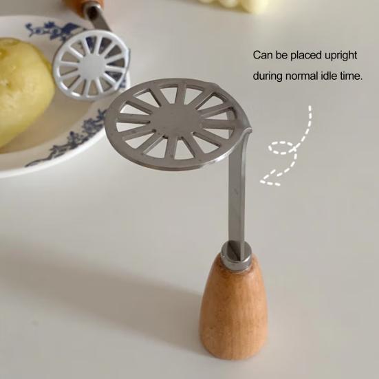 Нержавеющая сталь Картофелемялка Деревянная длинная ручка Пищевой Многофункциональный ручной инструмент для затирания моркови и овощей