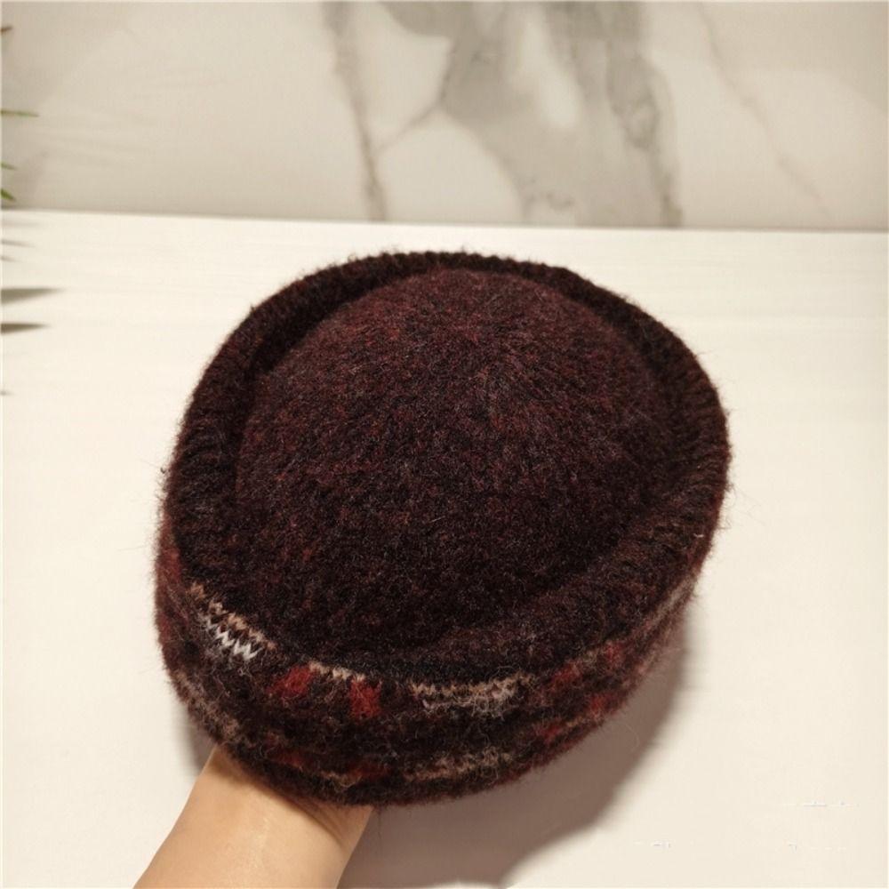 Шляпа-таблетка с узором Fair Isle во французском стиле Элегантная шляпа-федора Шерстяная цилиндровая шляпа Коктейльное мероприятие