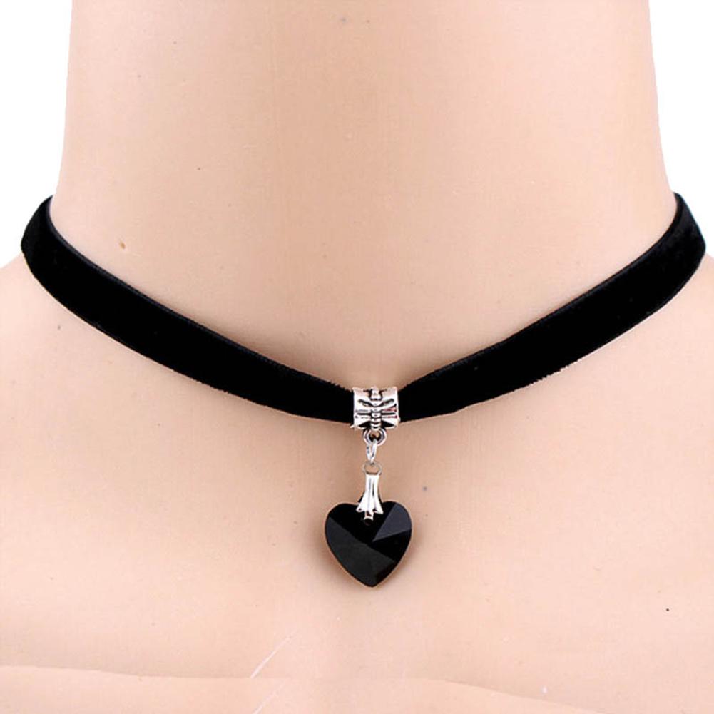 Lady Girl Punk Gothic Hollow Out Heart Choker Velvet Collar Necklace Jewelry